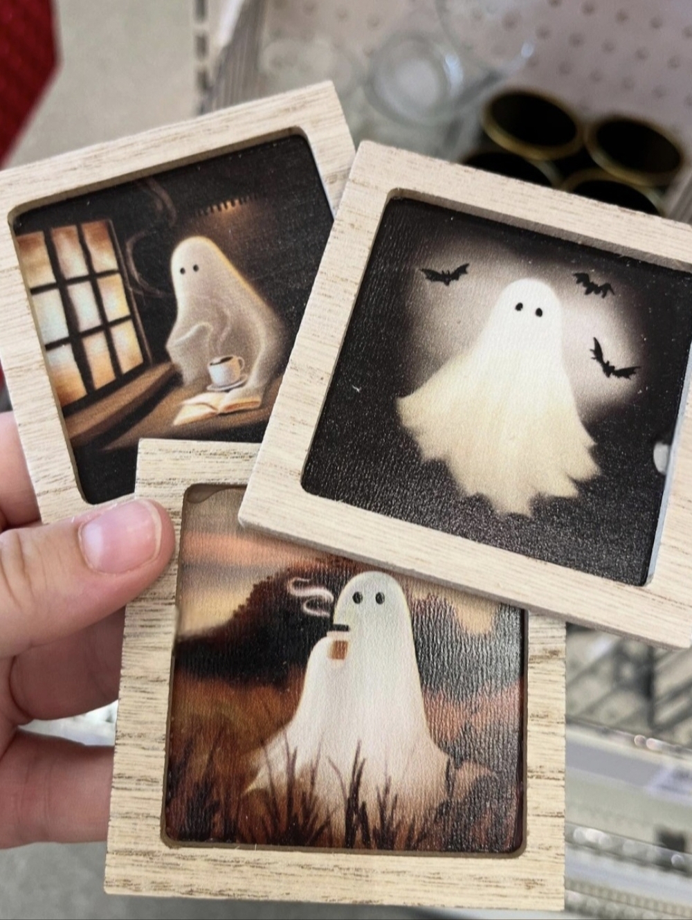 Target Halloween Ghost Wood Magnets - White, Black, Brown